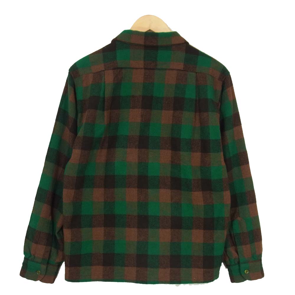 TENDERLOIN テンダーロイン T-WOOL SHT P ブロックチェック ウール シャツ グリーン系 S【中古】