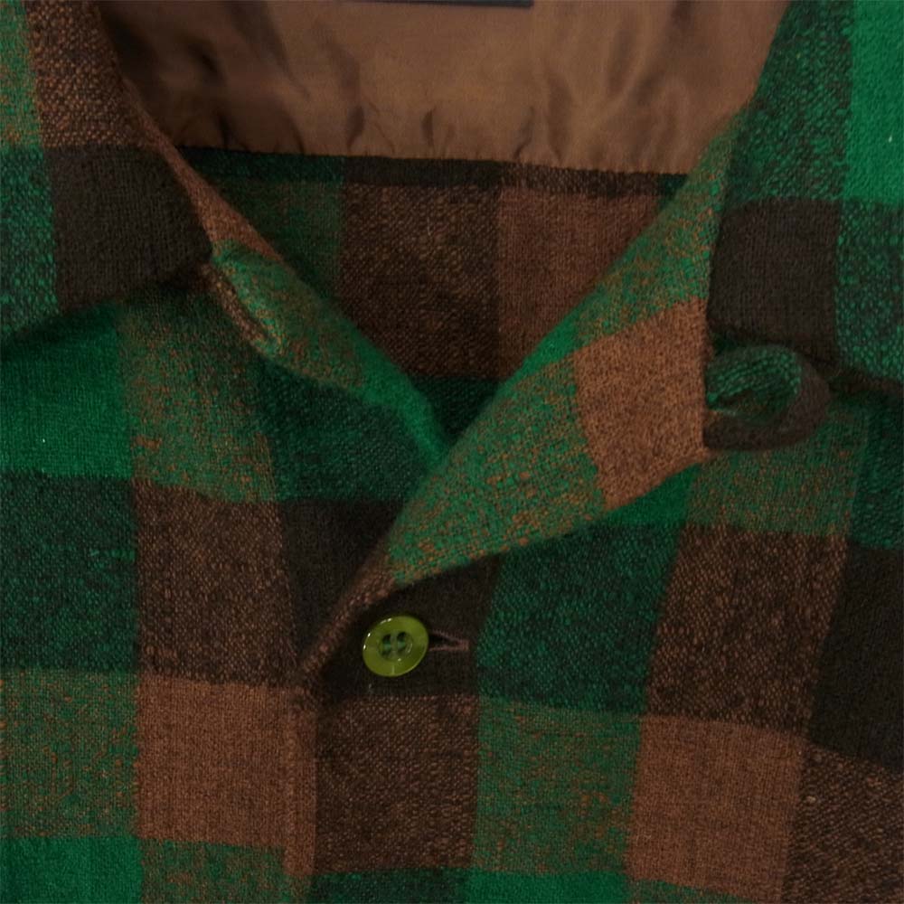 TENDERLOIN テンダーロイン T-WOOL SHT P ブロックチェック ウール シャツ グリーン系 S【中古】
