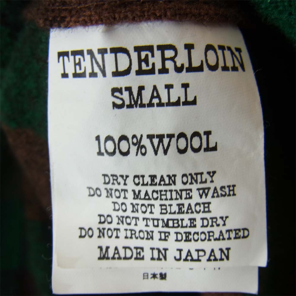 TENDERLOIN テンダーロイン T-WOOL SHT P ブロックチェック ウール シャツ グリーン系 S【中古】