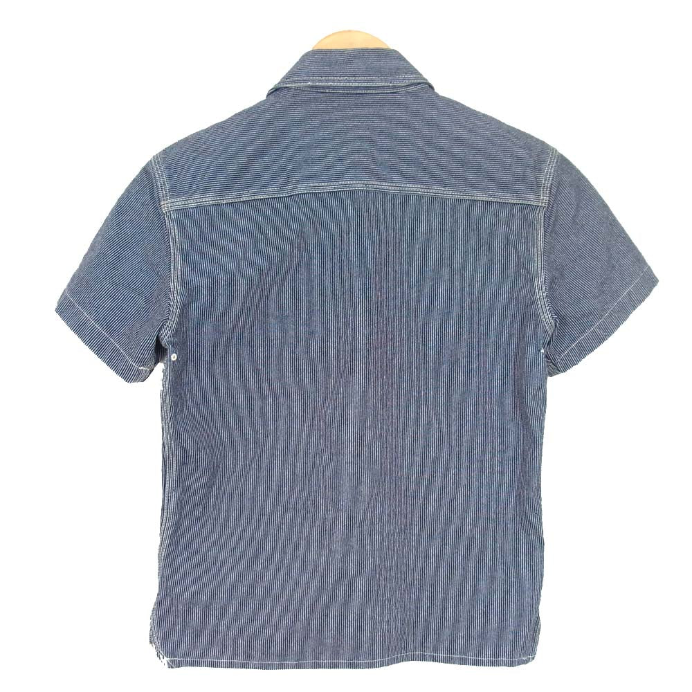 THE FLAT HEAD ザフラットヘッド ヒッコリー ワーク シャツ PIN HICKORY S/S WORK SHIRT ネイビー系 36【中古】