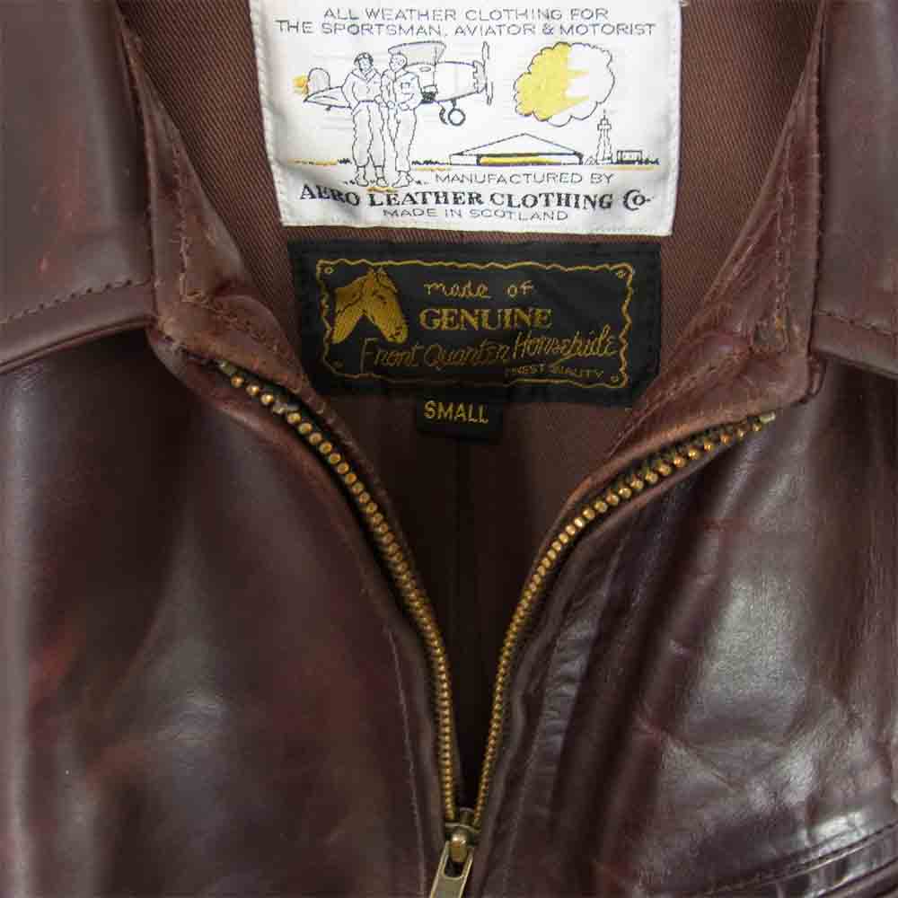 AERO LEATHER エアロレザー Made in Scotland HALF BELT HORSEHID ホースハイド レザー ハーフベルト レザー ジャケット ブラウン系 S【中古】