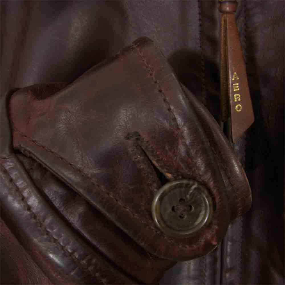 AERO LEATHER エアロレザー Made in Scotland HALF BELT HORSEHID ホースハイド レザー ハーフベルト レザー ジャケット ブラウン系 S【中古】