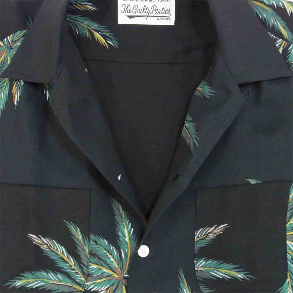 WACKO MARIA ワコマリア 17SS PALMS HAWAIIAN SHIRT レーヨン ハワイアン シャツ ブラック系 L【中古】
