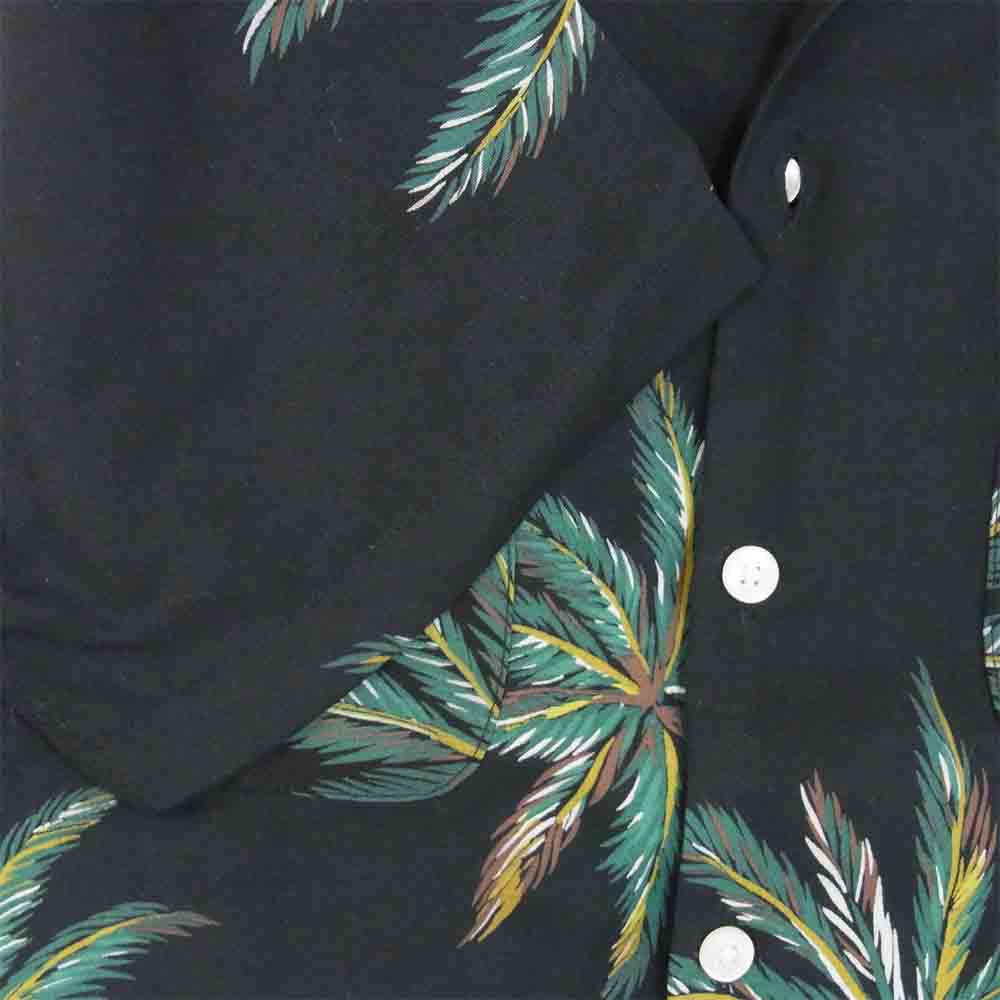 WACKO MARIA ワコマリア 17SS PALMS HAWAIIAN SHIRT レーヨン ハワイアン シャツ ブラック系 L【中古】