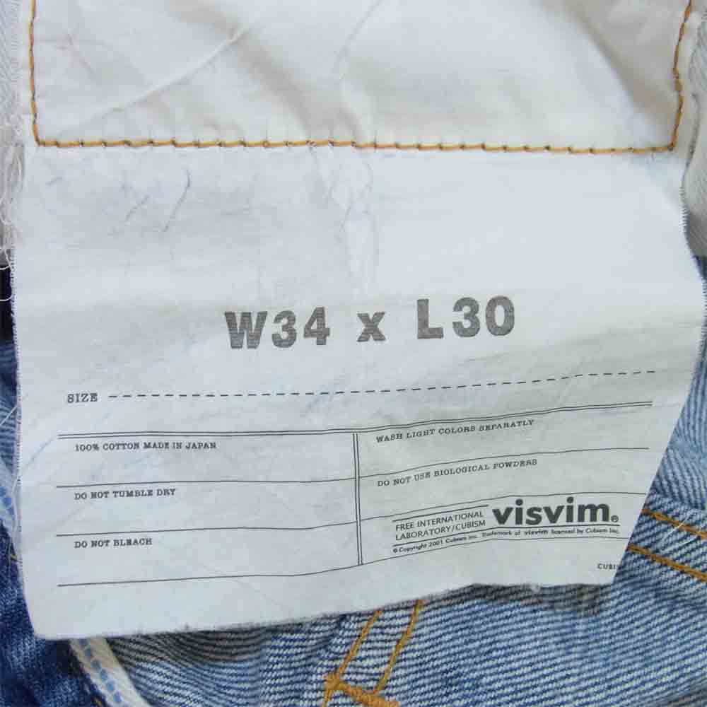 VISVIM ビズビム 0117205005020 social sculpture 01 slim dmgd-12 ソーシャルスカルプチャー 加工 デニム インディゴブルー系 34【中古】