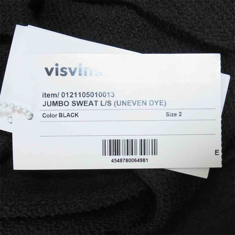 VISVIM ビズビム 21SS 0121105010013 JUMBO SWEAT L/S UNEVEN DYE ジャンボ スウェット ブラック系 2【中古】