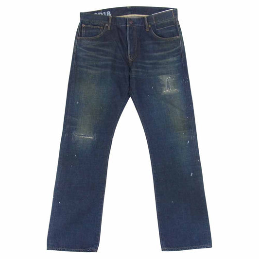 VISVIM ビズビム 18AW 未使用 0118405005002 SOCIAL SCULPTURE 01 SLIM DAMAGED-18 ソーシャルスカルプチャー インディゴ デニム パンツ インディゴブルー系 34【極上美品】【中古】