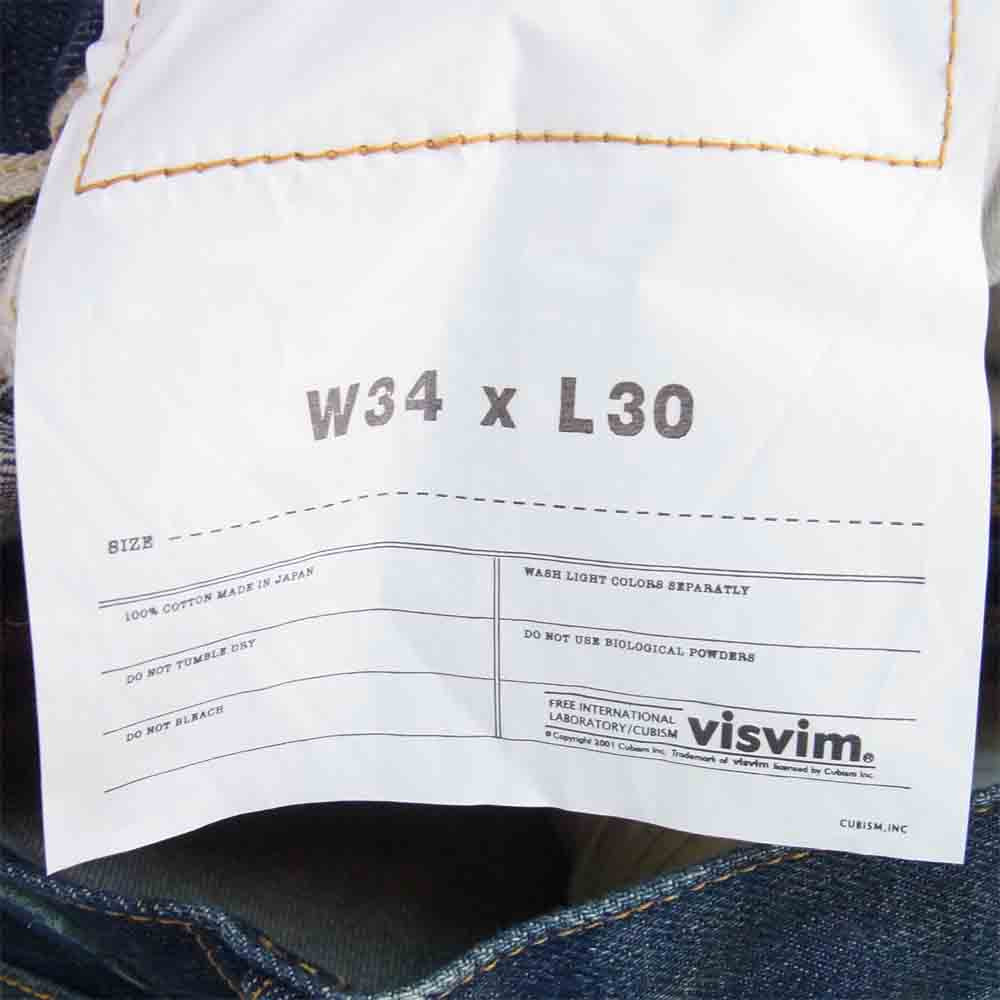 VISVIM ビズビム 18AW 未使用 0118405005002 SOCIAL SCULPTURE 01 SLIM DAMAGED-18 ソーシャルスカルプチャー インディゴ デニム パンツ インディゴブルー系 34【極上美品】【中古】