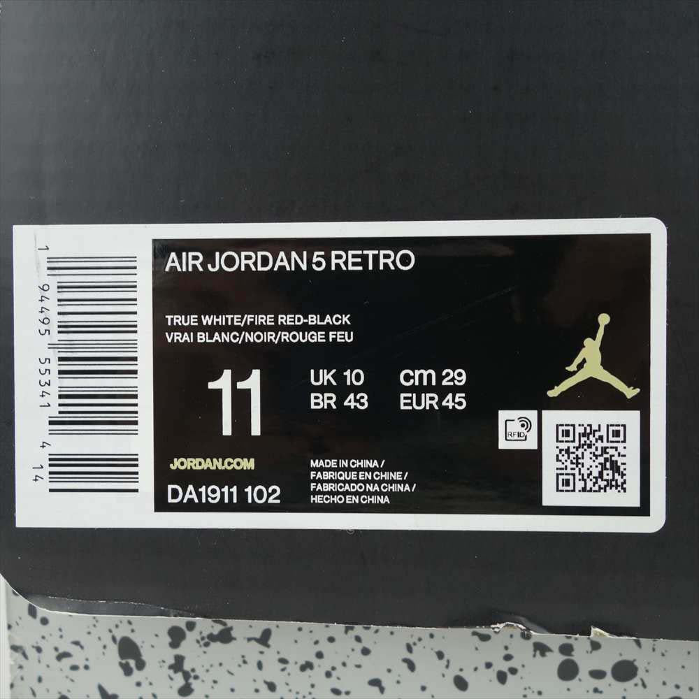 NIKE ナイキ DA1911-102 AIR JORDAN 5 RETRO エア ジョーダン 5 レトロ ハイカット スニーカー ホワイト系 レッド系 29cm【新古品】【未使用】【中古】