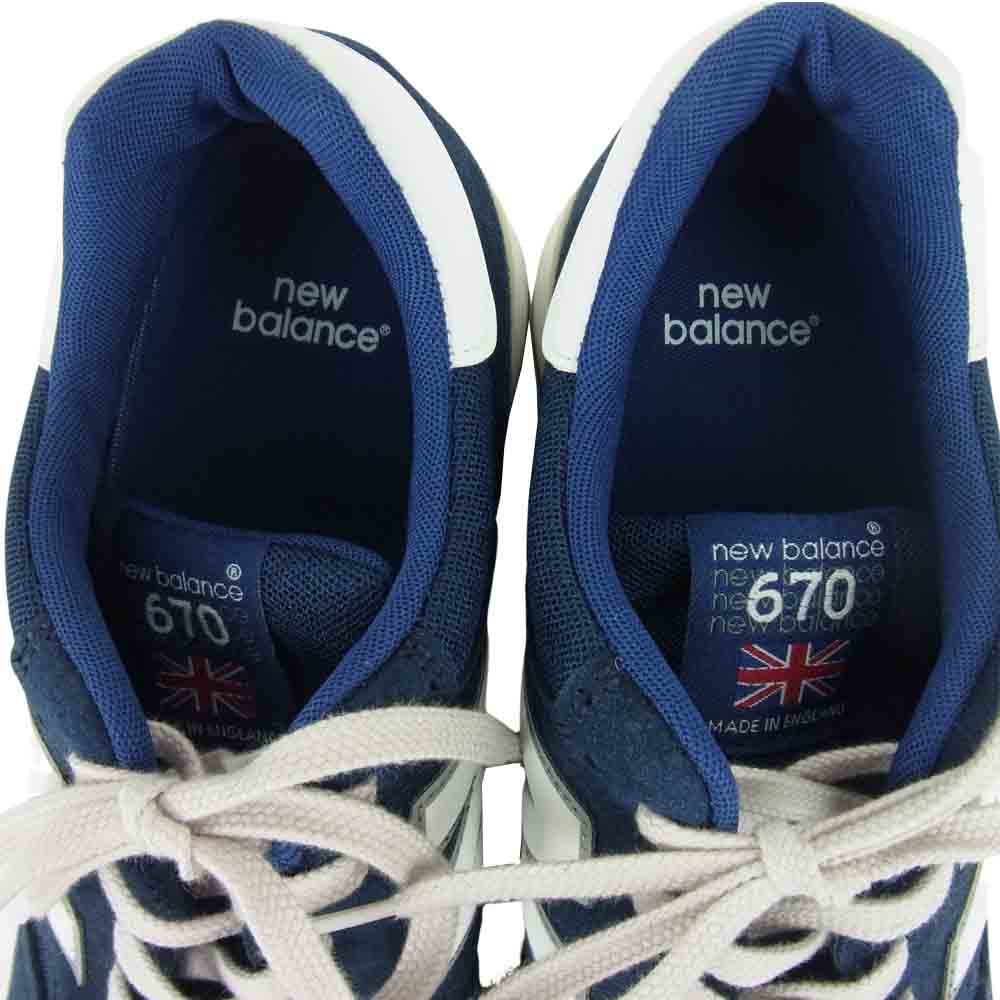 NEW BALANCE ニューバランス M670SFB 英国製 スエード ローカット スニーカー ネイビー系 US9【極上美品】【中古】