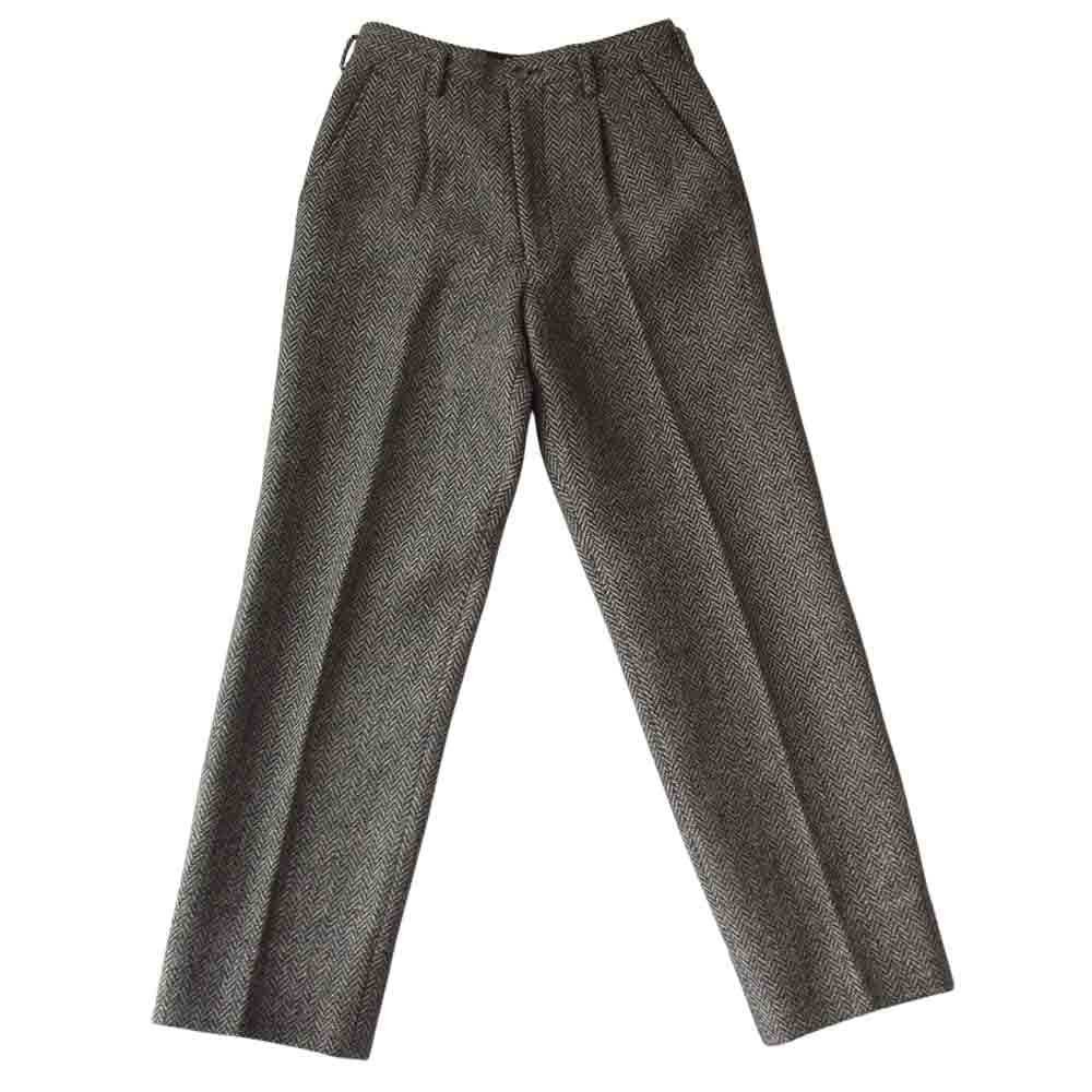 Y's Yohji Yamamoto ワイズ ヨウジヤマモト Y's for men 80s 初期タグ ヘリンボーン ツイード １タック パンツ ブラック系 S【美品】【中古】