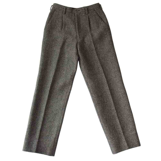 Y's Yohji Yamamoto ワイズ ヨウジヤマモト Y's for men 80s 初期タグ ヘリンボーン ツイード １タック パンツ ブラック系 S【美品】【中古】