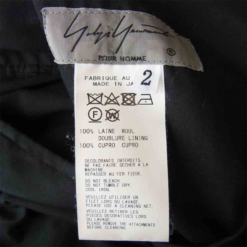 Yohji Yamamoto POUR HOMME ヨウジヤマモトプールオム 19AW HC-P39-100 ウールギャバジン 前裾 レースアップ パンツ ブラック系 2【美品】【中古】