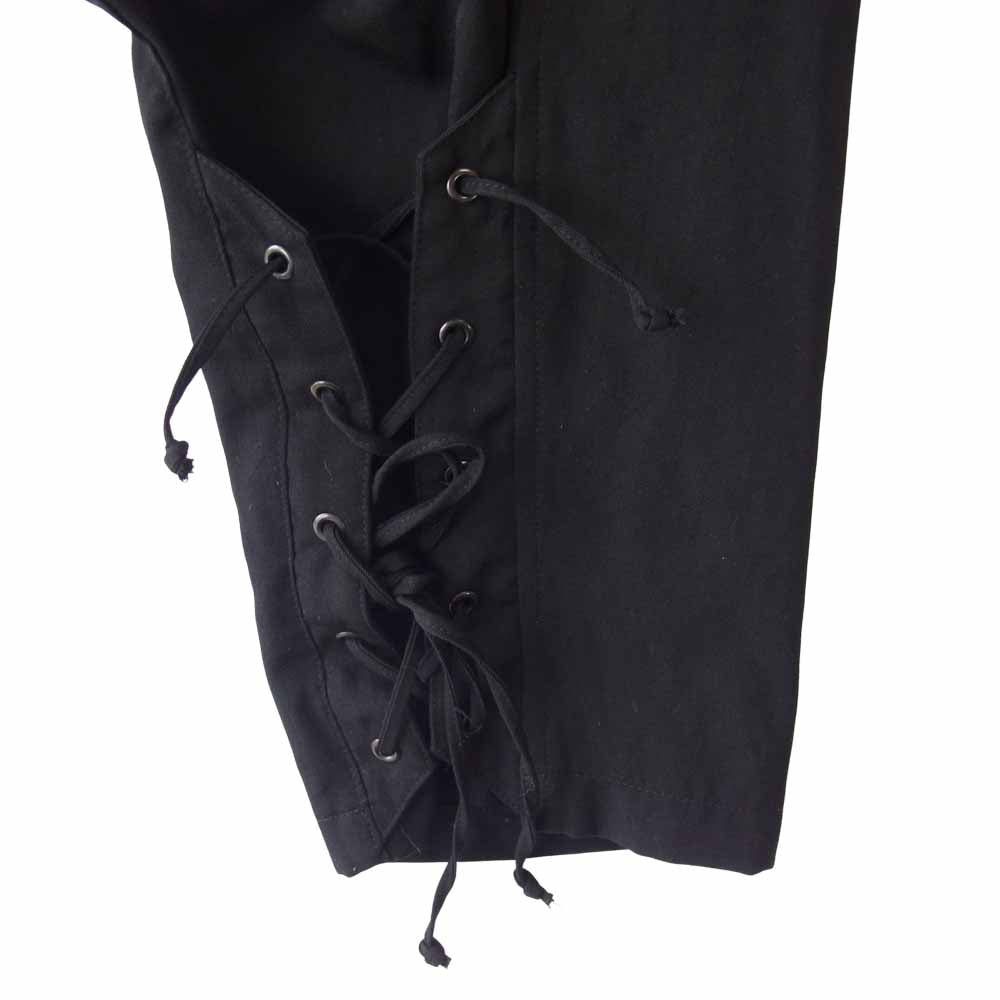 Yohji Yamamoto POUR HOMME ヨウジヤマモトプールオム 19AW HC-P39-100 ウールギャバジン 前裾 レースアップ パンツ ブラック系 2【美品】【中古】