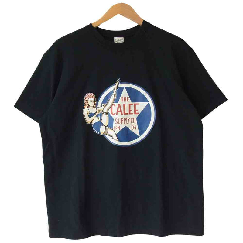 CALEE キャリー CL-19SS067  Pin up girl star t-shirt  ピンナップガール スター 半袖Tシャツ ブラック系 XL【中古】