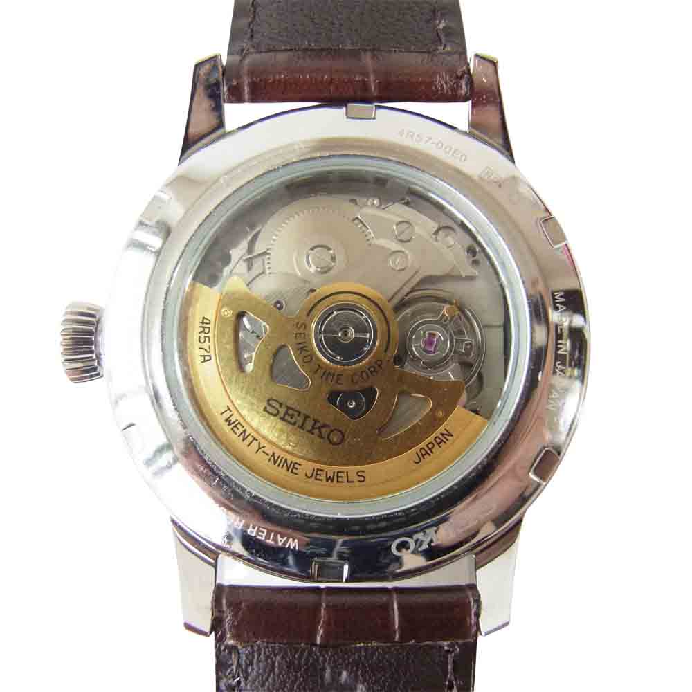 SEIKO セイコー 4R57-00E0 PRESAGE プレサージュ 裏スケ 自動巻き 腕時計 ブラウン系【新古品】【未使用】【中古】