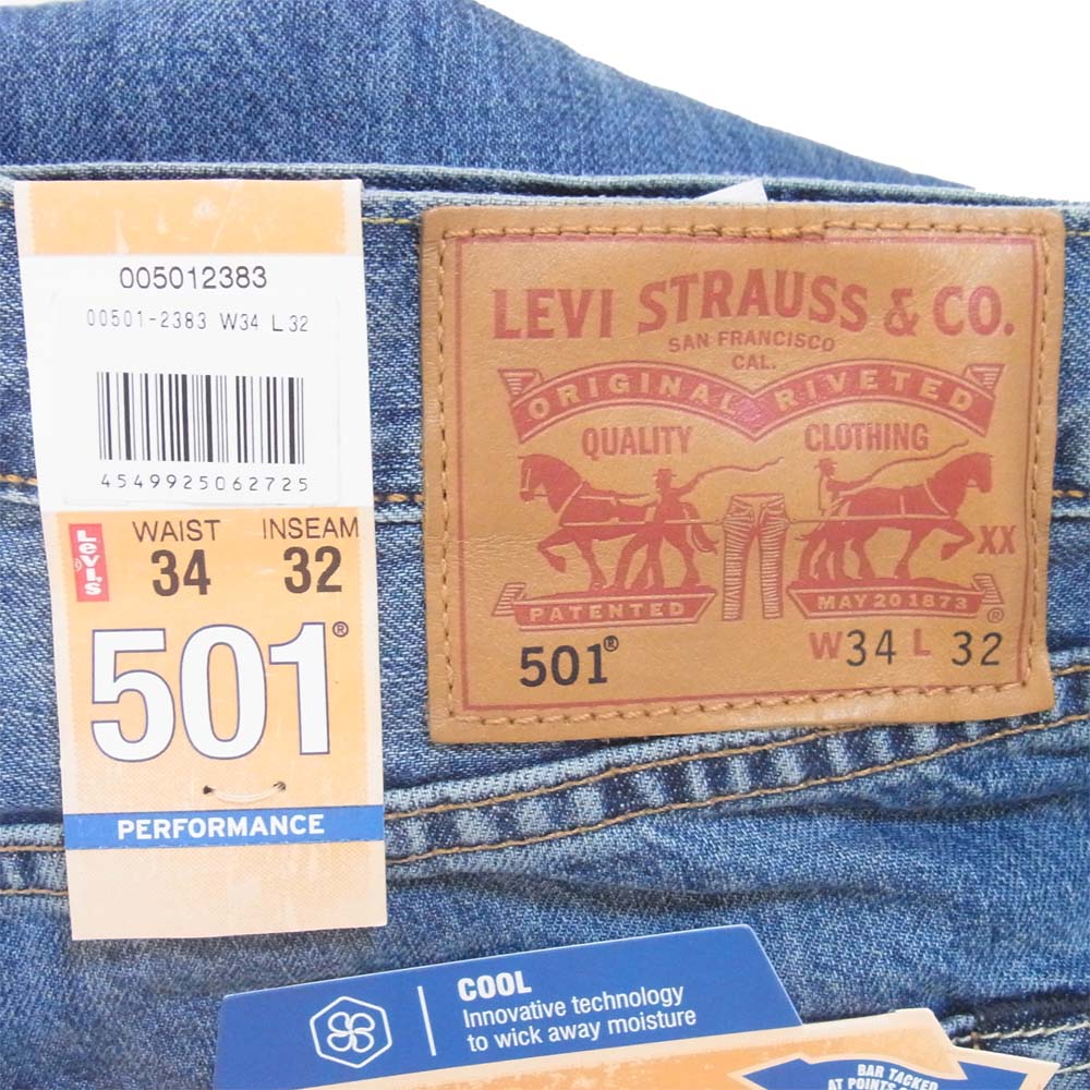 Levi's リーバイス 00501-2383 501 ORIGINAL FIT COOL ドライ コットン スリム ジーンズ インディゴブルー系 34【極上美品】【中古】