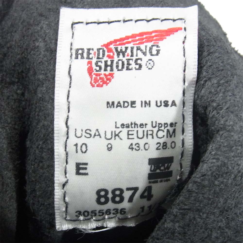 RED WING レッドウィング 8874 6inch CLASSIC MOC TOE ラフアウト アビレーン モックトゥ ブラック系 10E【極上美品】【中古】