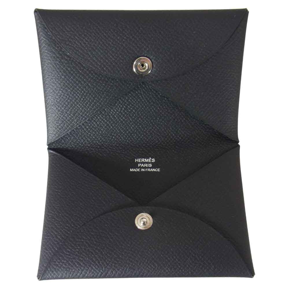 HERMES エルメス D刻印 2019年製 Calvi カルヴィ カードケース ブラック系【極上美品】【中古】