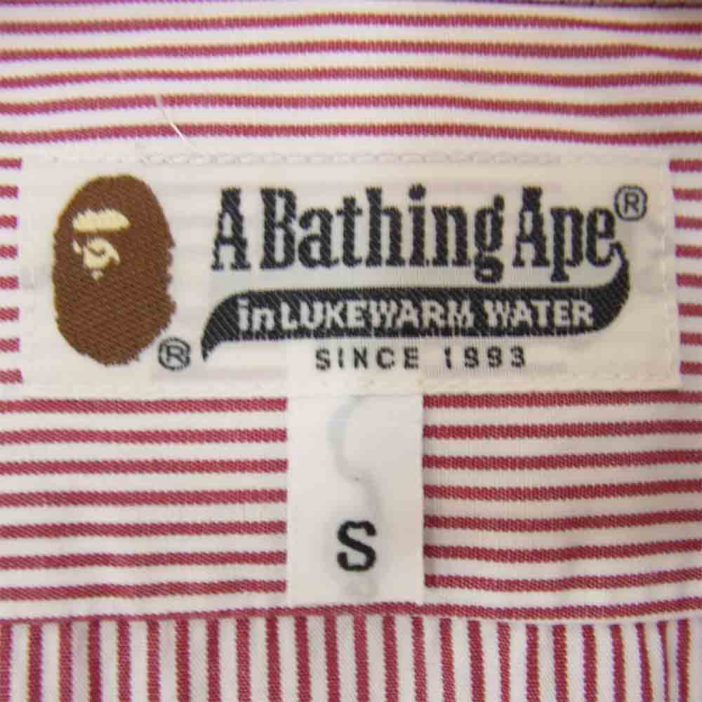 A BATHING APE アベイシングエイプ チェック襟 ストライプ BD レッド系 S【中古】