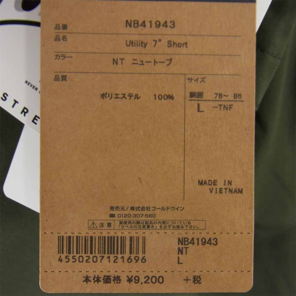 THE NORTH FACE ノースフェイス NB41943 UTILITY 7 SHORT ユーティリティー 7 ショーツ ショートパンツ ニュートープ カーキ系 L【新古品】【未使用】【中古】