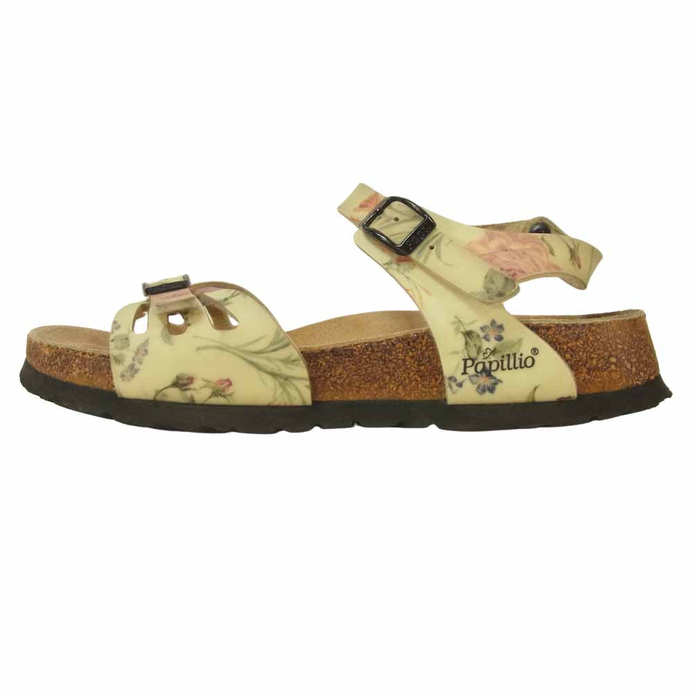 BIRKENSTOCK ビルケンシュトック Papillio パピリオ Mayari マヤリ オイルドレザー 花柄 サンダル ベージュ系 サイズ表記無し 実寸23.5cm【中古】