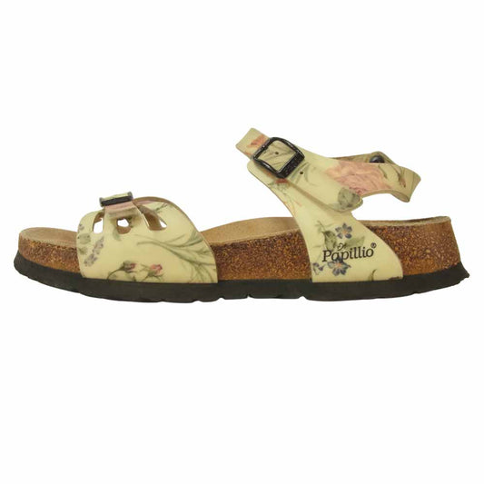 BIRKENSTOCK ビルケンシュトック Papillio パピリオ Mayari マヤリ オイルドレザー 花柄 サンダル ベージュ系 サイズ表記無し 実寸23.5cm【中古】