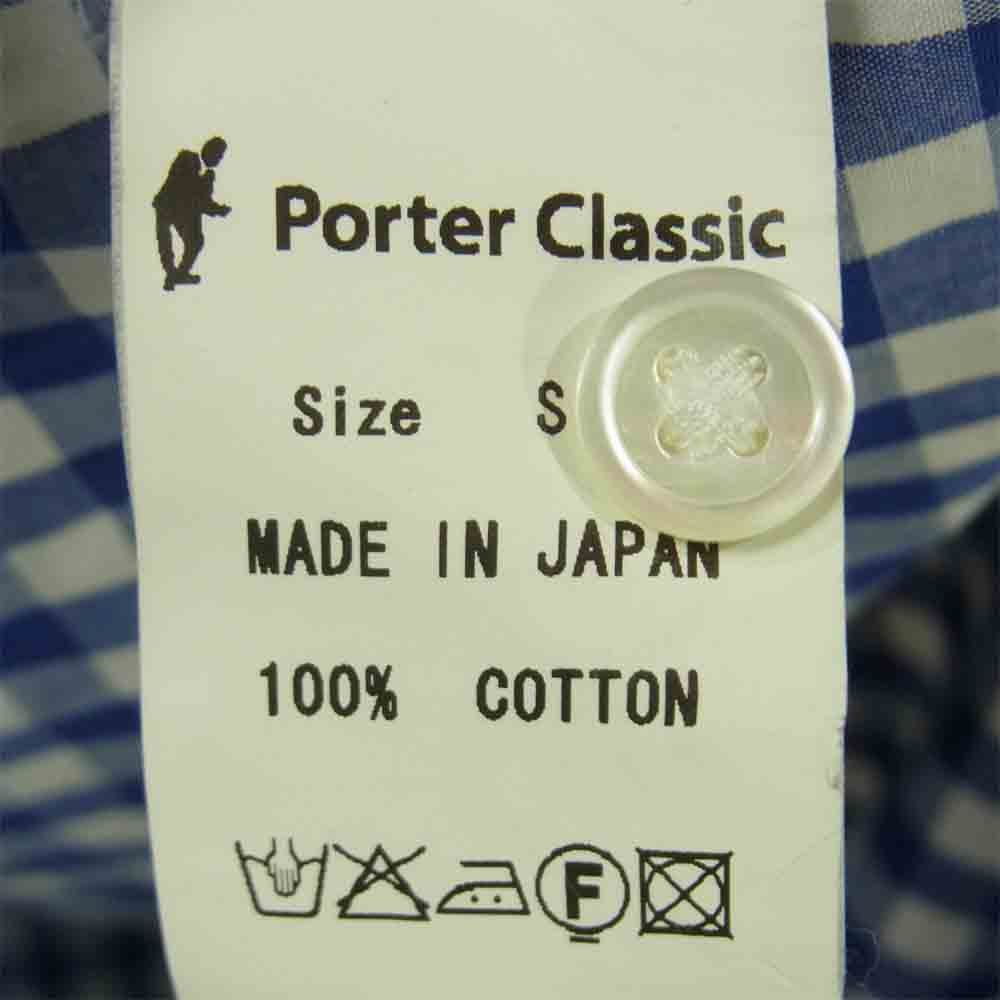 PORTER CLASSIC ポータークラシック ROLL UP TRICOLOR GINGHAM CHECK SHIRT ロールアップ ギンガムチェック 長袖 シャツ ブルー系 ホワイト系 S【中古】