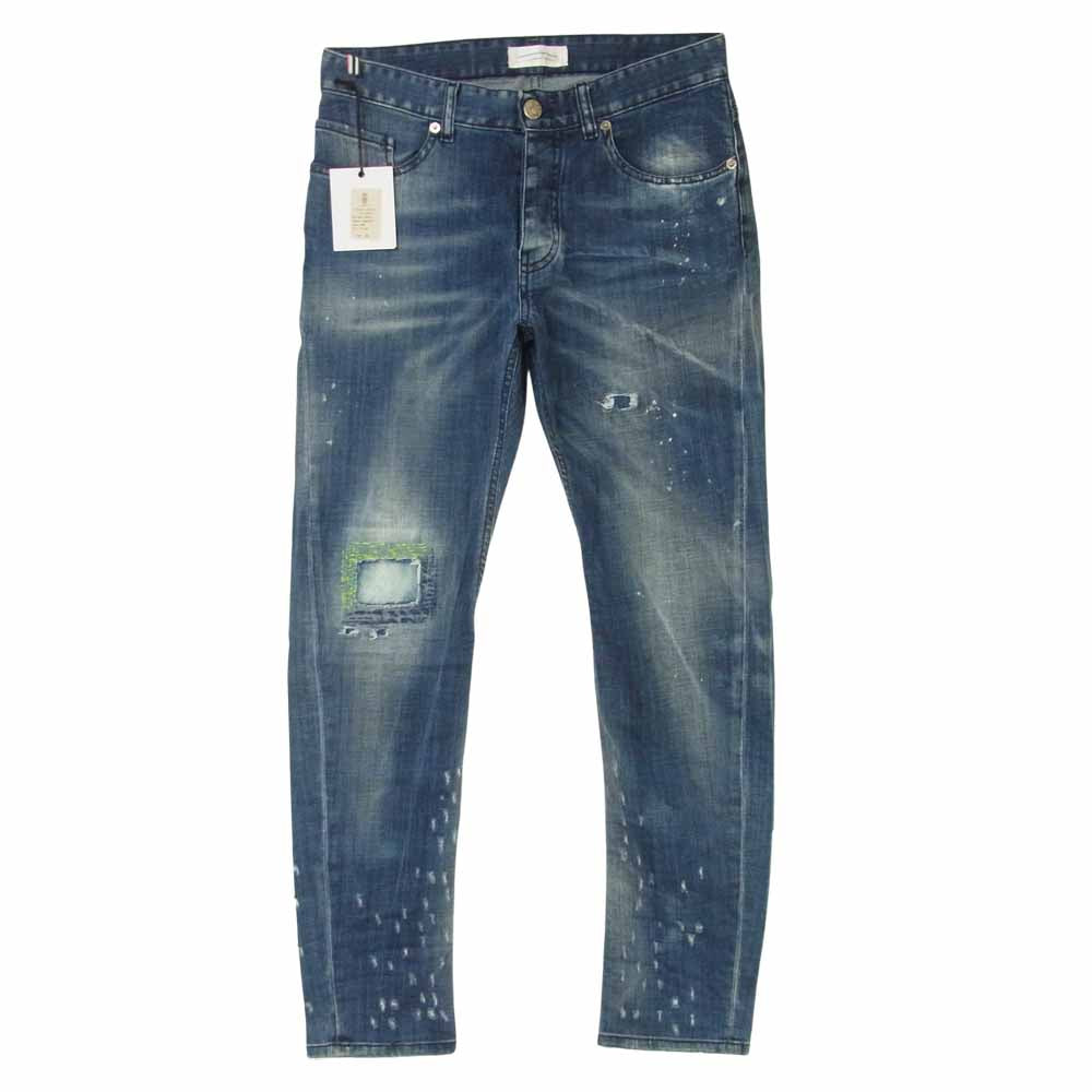 ピーエムディーエス BARRET クラッシュ リペア加工 デニム パンツ インディゴブルー系 30【極上美品】【中古】