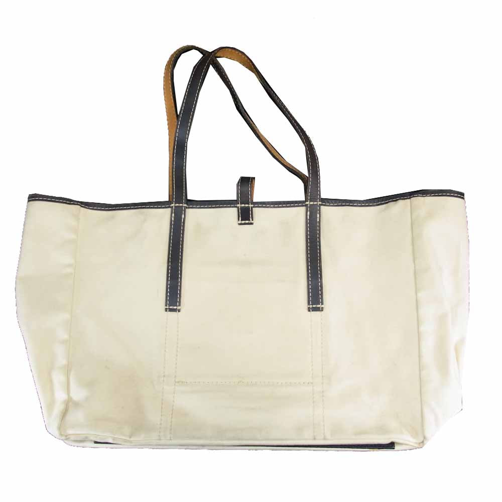 WHITE HOUSE COX ホワイトハウスコックス キャンバス × レザー トート オフホワイト系【中古】