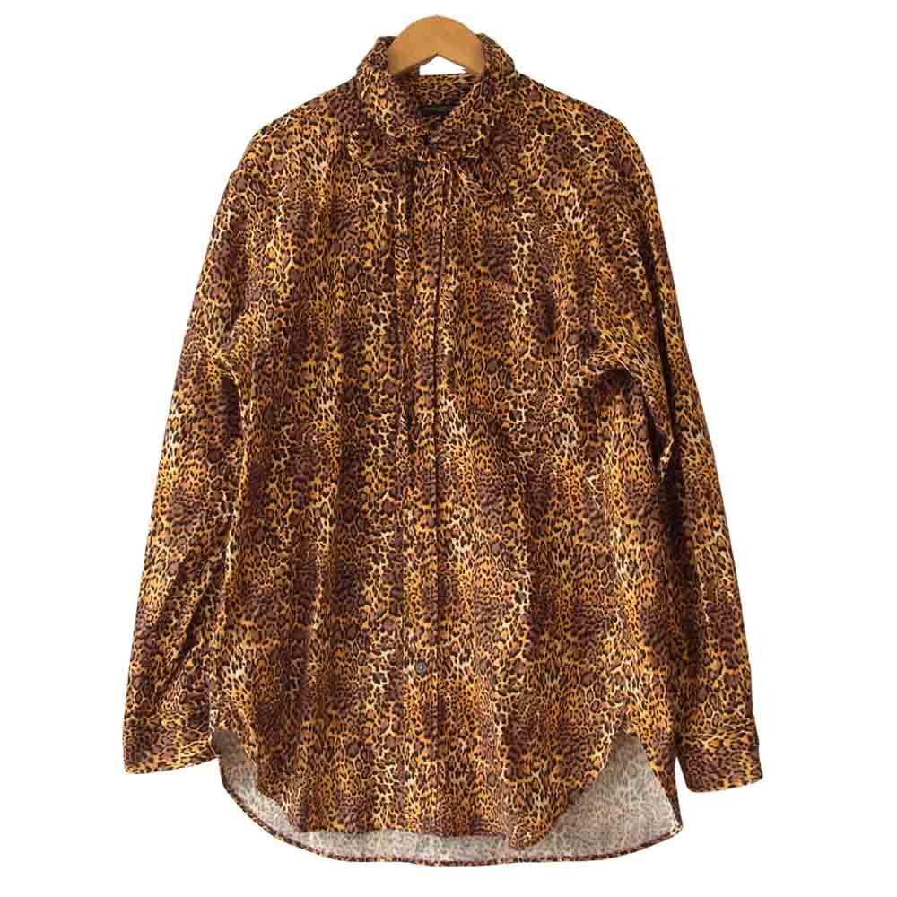 Engineered Garments エンジニアードガーメンツ USA製 Rounded Collar Shirt Leopard Print ラウンドカラー レオパード ブラウン系 S【中古】
