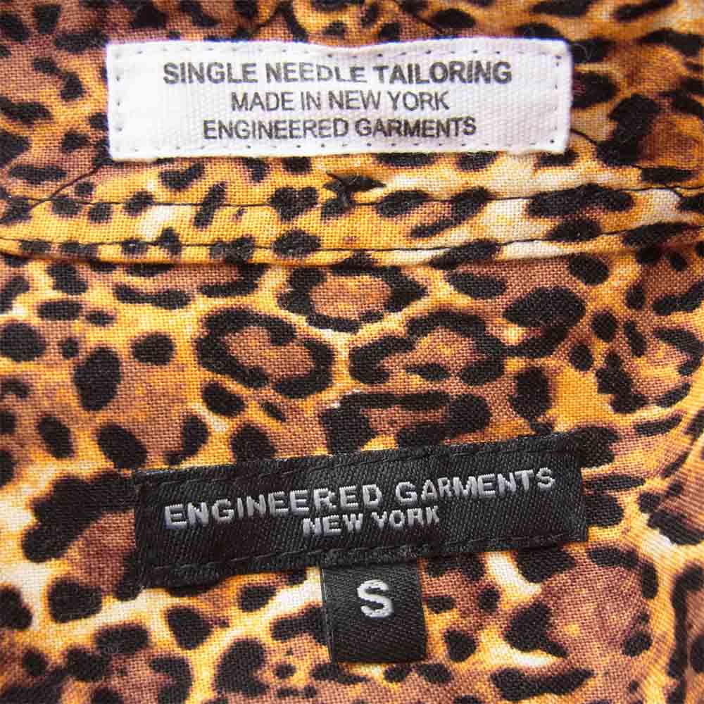 Engineered Garments エンジニアードガーメンツ USA製 Rounded Collar Shirt Leopard Print ラウンドカラー レオパード ブラウン系 S【中古】