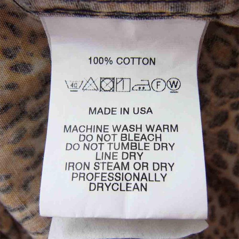 Engineered Garments エンジニアードガーメンツ USA製 Rounded Collar Shirt Leopard Print ラウンドカラー レオパード ブラウン系 S【中古】