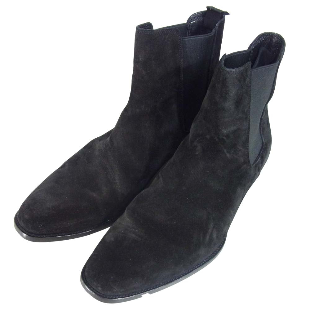 SAINT LAURENT サンローラン サイドゴア スエード ヒール ブーツ イタリア製 ブラック系 41【中古】