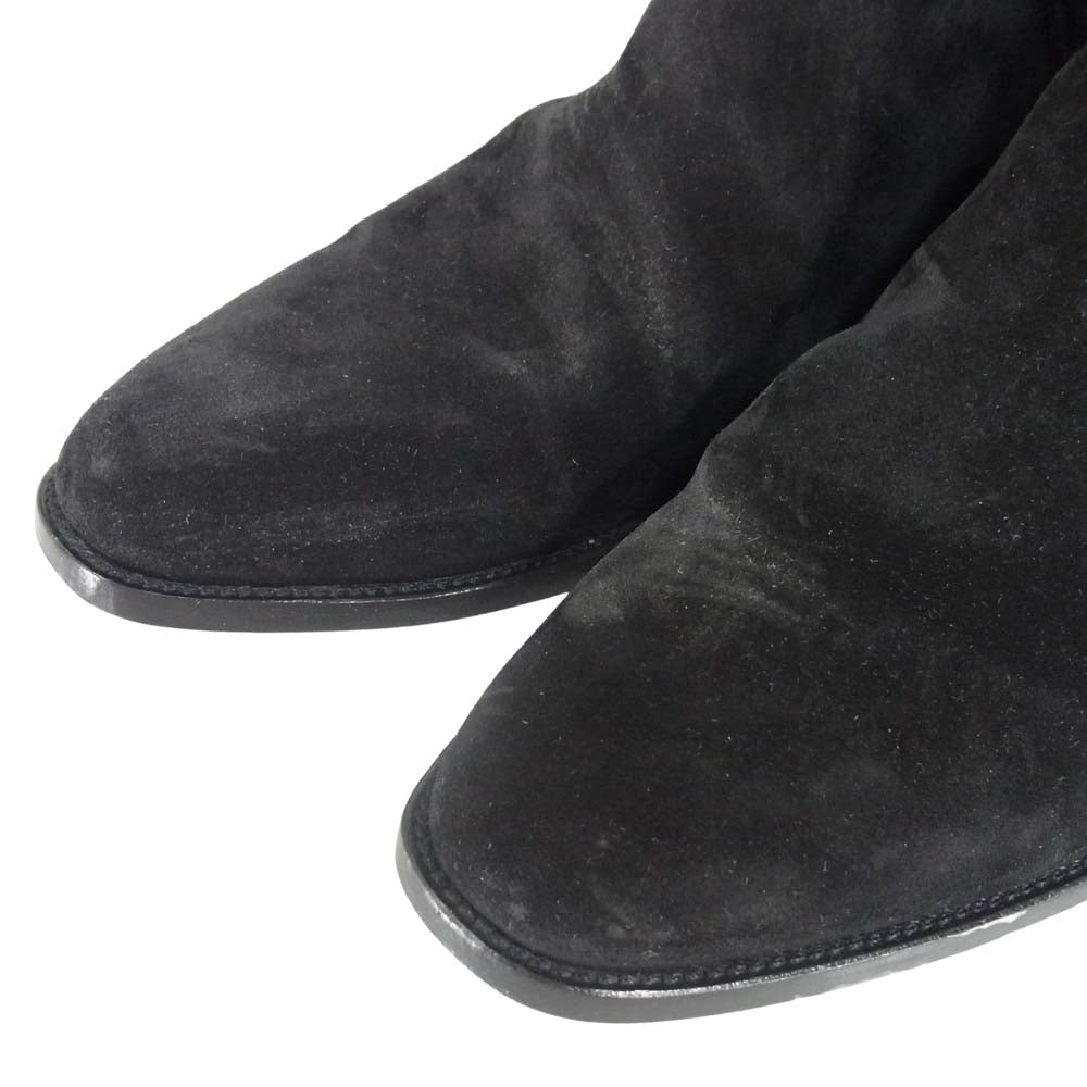 SAINT LAURENT サンローラン サイドゴア スエード ヒール ブーツ イタリア製 ブラック系 41【中古】