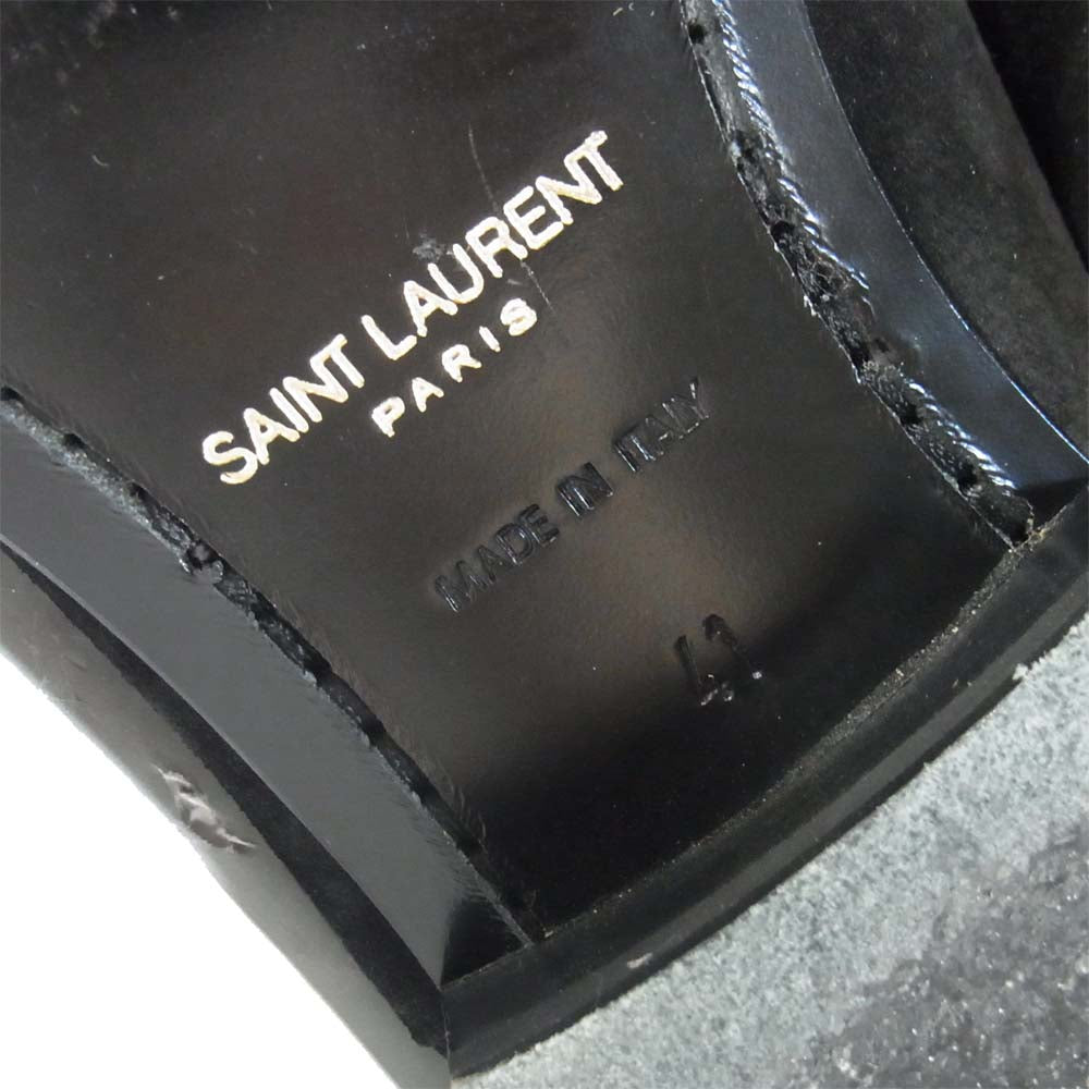 SAINT LAURENT サンローラン サイドゴア スエード ヒール ブーツ イタリア製 ブラック系 41【中古】