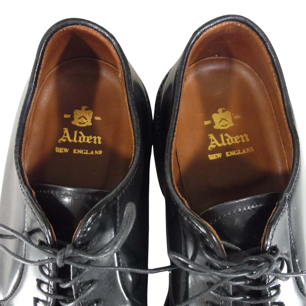 ALDEN オールデン 9901 コードバン プレートゥ シューズ イギリス製 2D ブラック系 6.5【中古】
