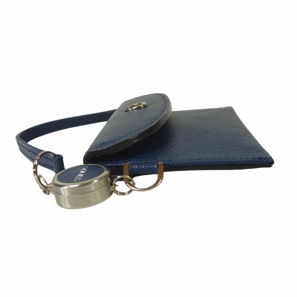 ソメスサドル レザー 牛革 パスケース 日本製 ネイビー系【美品】【中古】