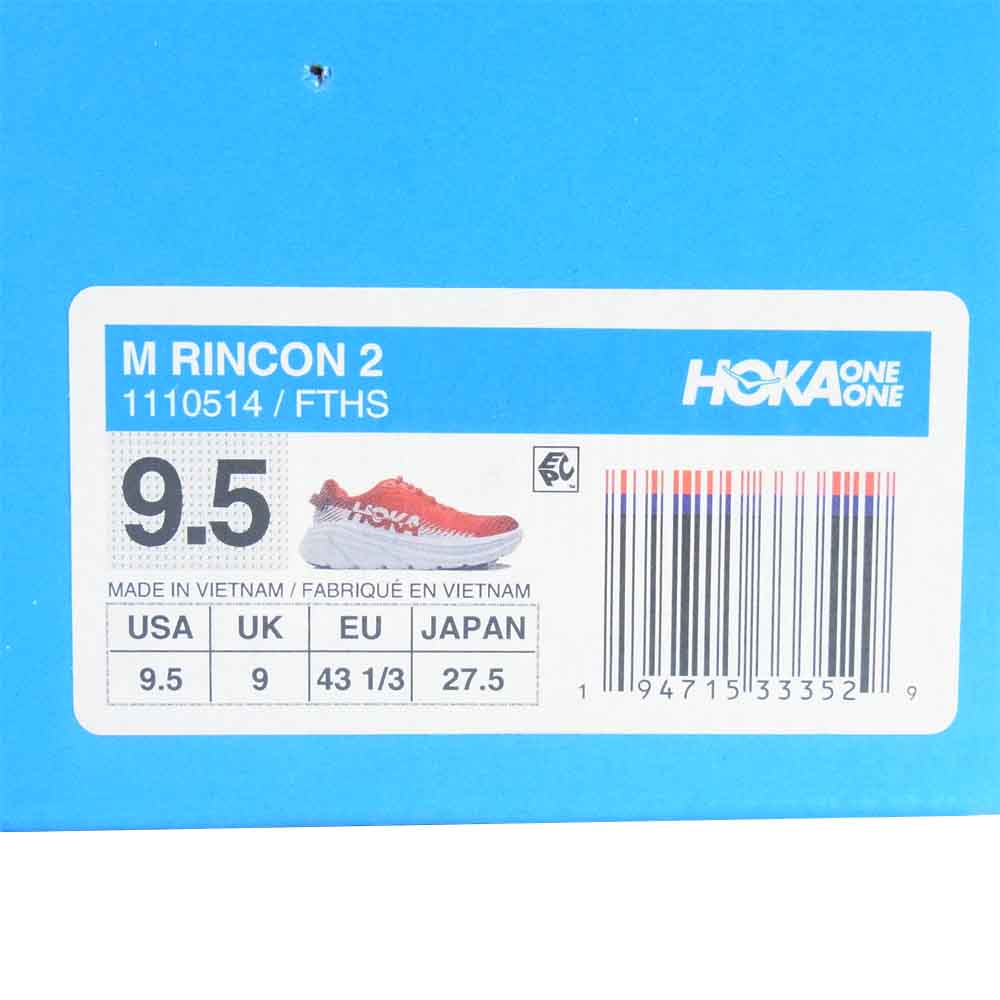 HOKA ONE ONE ホカ オネオネ 1110514 極美品 RINCON 2 リンコン ランニングシューズ 赤×白系 27.5cm【美品】【中古】