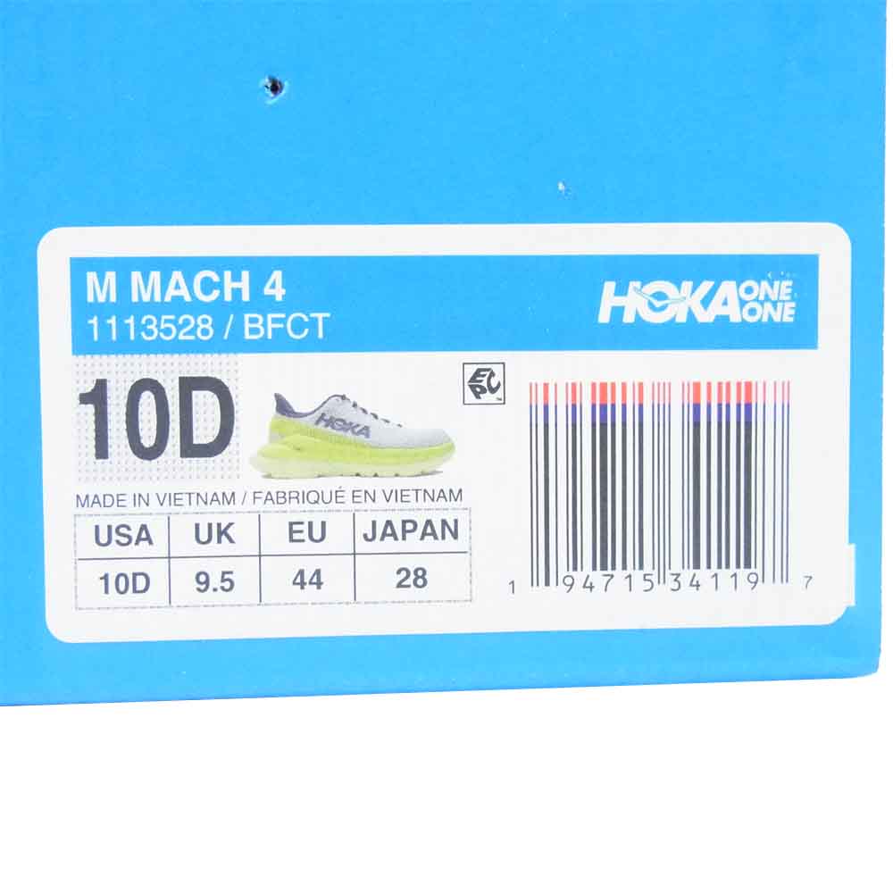HOKA ONE ONE ホカ オネオネ 1113528 M MACH 4 マッハ フォー ランニング シューズ イエロー系 28cm【新古品】【未使用】【中古】