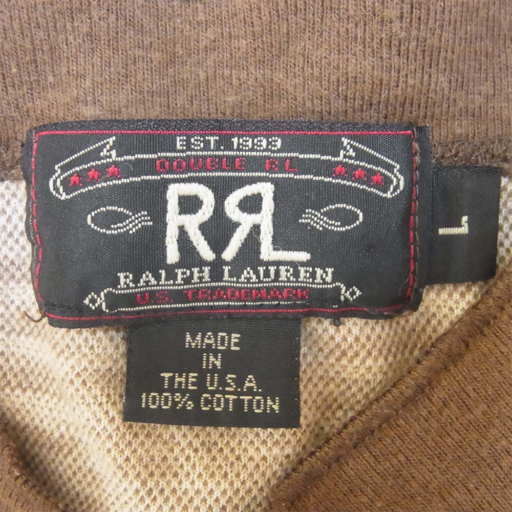 RRL ダブルアールエル USA製 ヘンリーネック チェック カットソー コットン ベージュ系 L【中古】