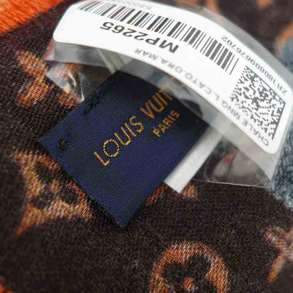 LOUIS VUITTON ルイ・ヴィトン MP2265 キャットグラム モノグラム シルク ウール 大判 ストール スカーフ ブラウン系【極上美品】【中古】