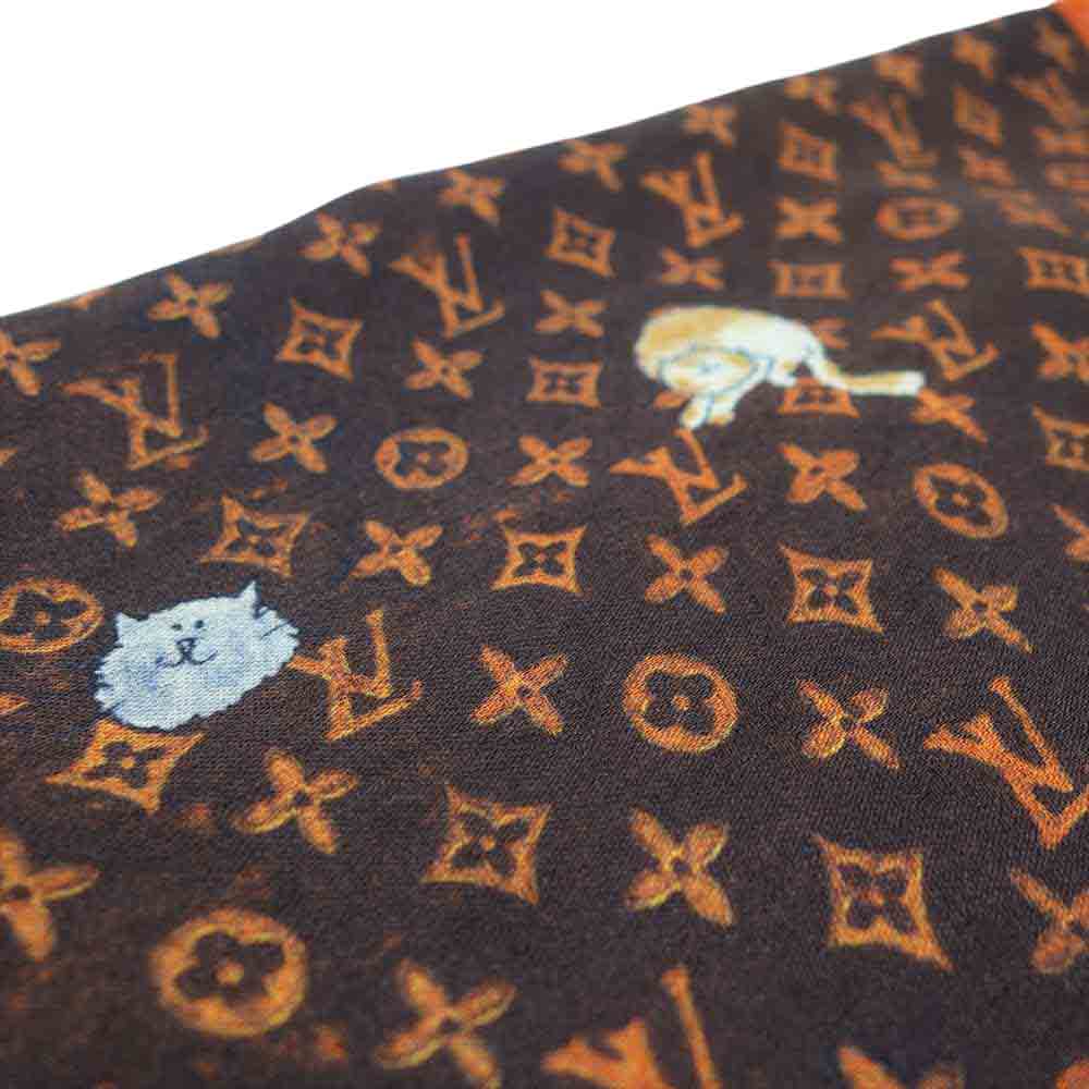 LOUIS VUITTON ルイ・ヴィトン MP2265 キャットグラム モノグラム シルク ウール 大判 ストール スカーフ ブラウン系【極上美品】【中古】