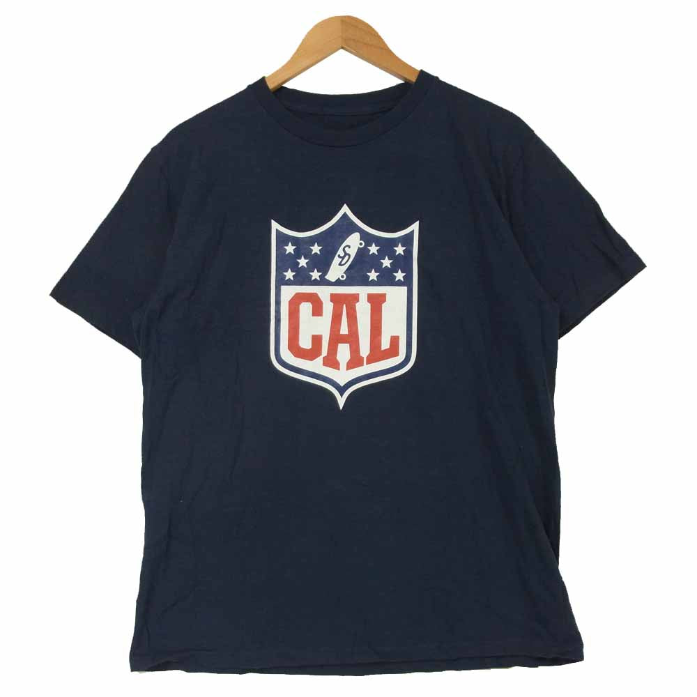 STANDARD CALIFORNIA スタンダードカリフォルニア CAL プリント 半袖 Tシャツ コットン 日本製 ネイビー系 L【中古】