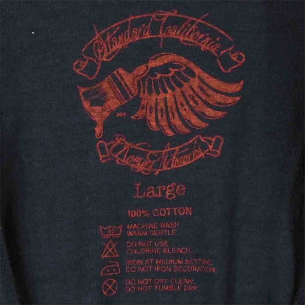 STANDARD CALIFORNIA スタンダードカリフォルニア CAL プリント 半袖 Tシャツ コットン 日本製 ネイビー系 L【中古】