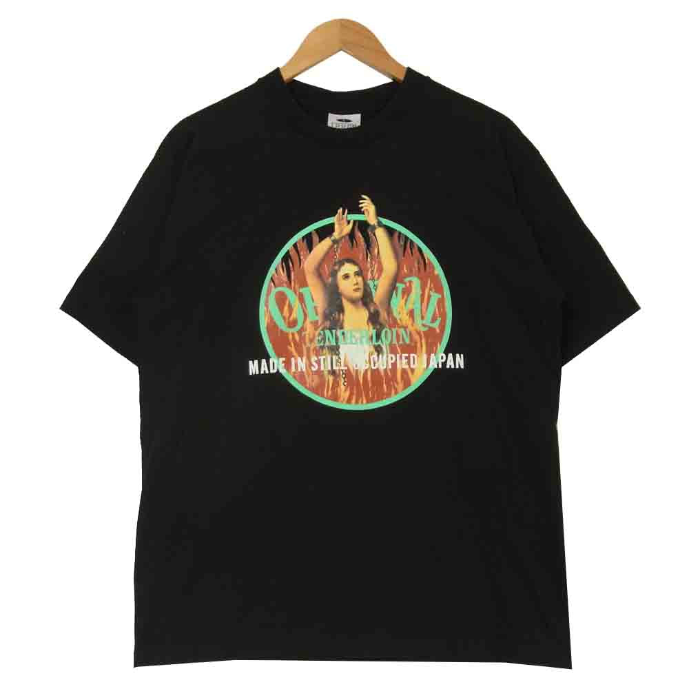 TENDERLOIN テンダーロイン 19SS T-TEE WH プリント 半袖 Tシャツ コットン 日本製 ブラック系 L【中古】