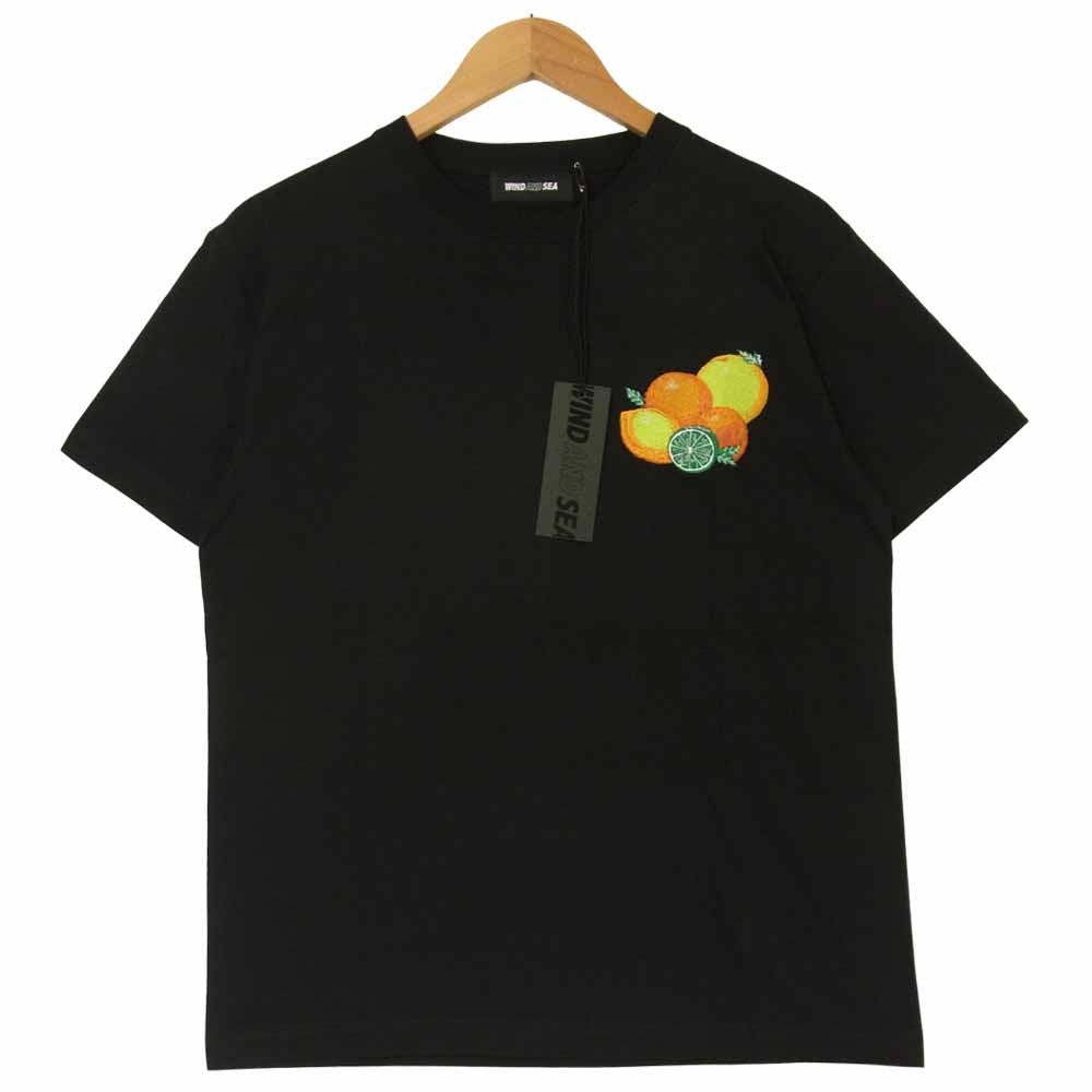WIND AND SEA ウィンダンシー WDS-21S-TPS-06 juicy-fresh T-SHIRT フルーツ 刺繍 半袖 Tシャツ ブラック系 S【新古品】【未使用】【中古】