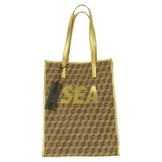 WIND AND SEA ウィンダンシー 21SS WDS-CMTD-02 Corto Molted Monogram Toto Bag コルトモルテド 総柄 モノグラム トート バッグ ライトブラウン系 ゴールド系【新古品】【未使用】【中古】