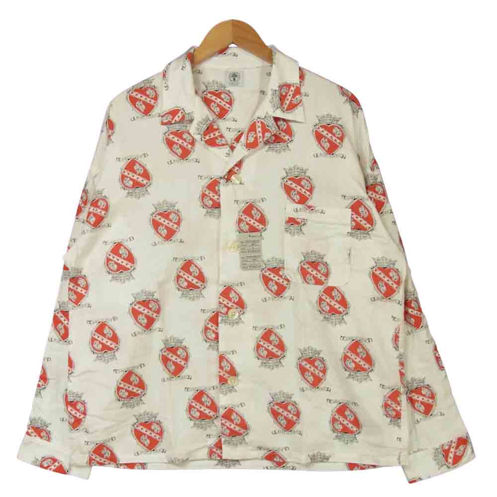 セントマイケル 21SS SM-S21-0000-031 Mxxxxxx PAJAMA SHIRT HEART オープンカラー ハート パジャマ 長袖 シャツ ホワイト系 S【美品】【中古】