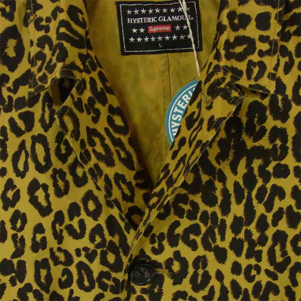 SUPREME シュプリーム 21SS×HYSTERIC GLAMOUR Leopard Trench ヒステリックグラマー レオパード総柄トレンチコート バックプリントロングジャケット ブラウン/イエロー